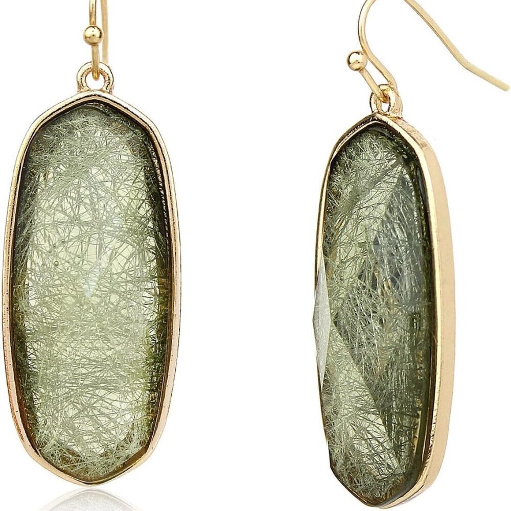 Fashion Statement Resin Oval Teardrop Dangle Earrings for Women Colorful Sparkle